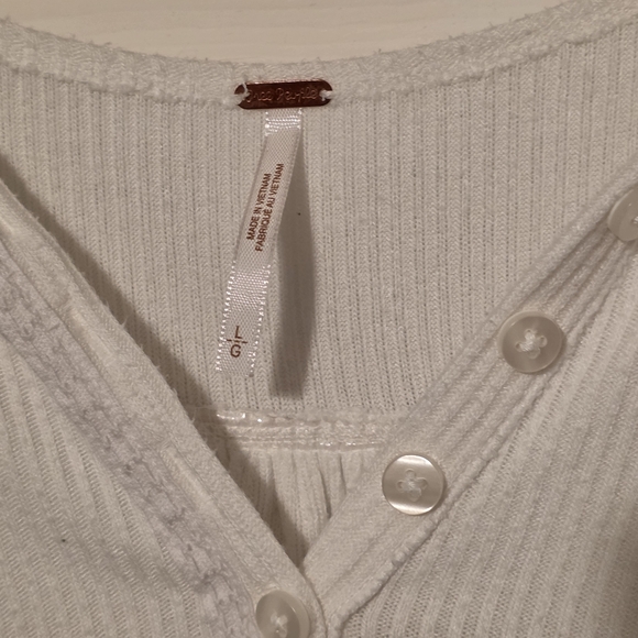 Free People Cream Long Sleeve Blouse - Picture 3 of 3